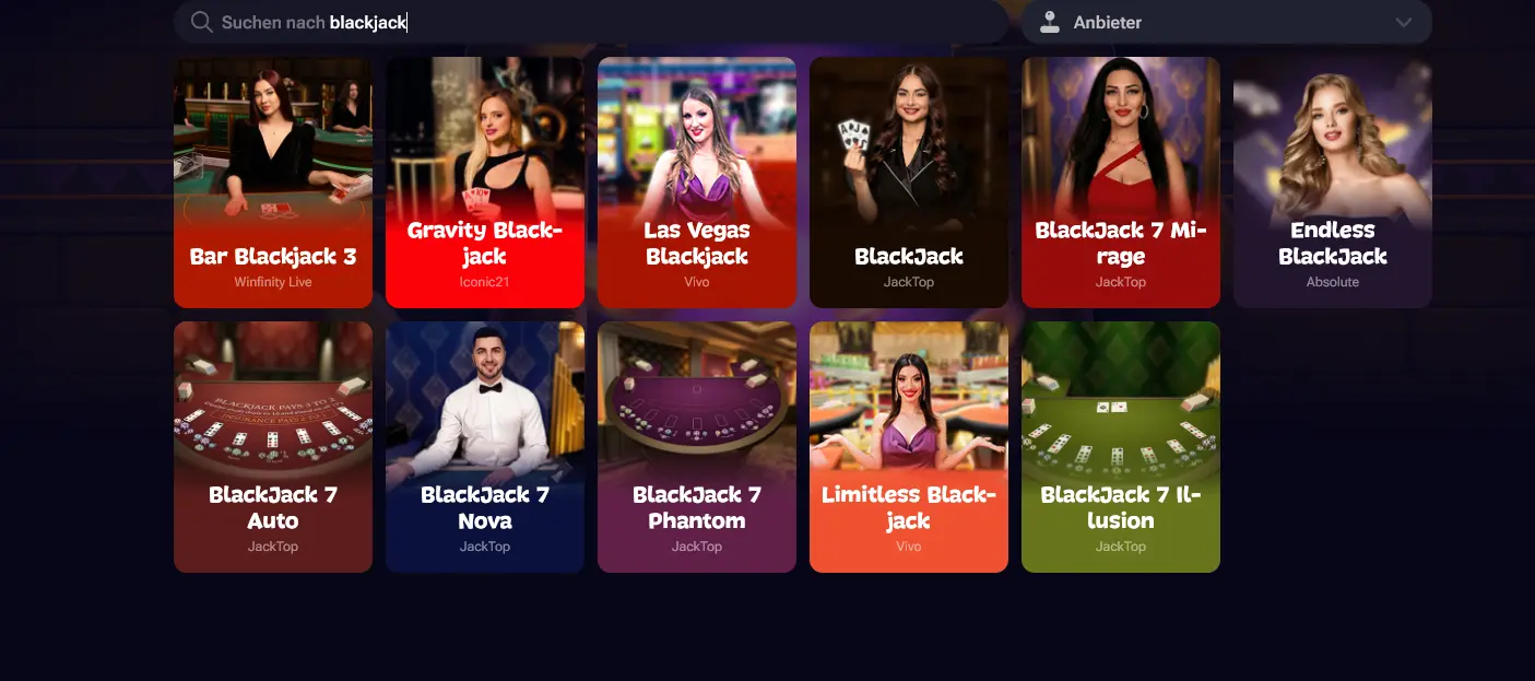 Live-Blackjack-Tische von Gxmble mit verschiedenen Dealern und Limits