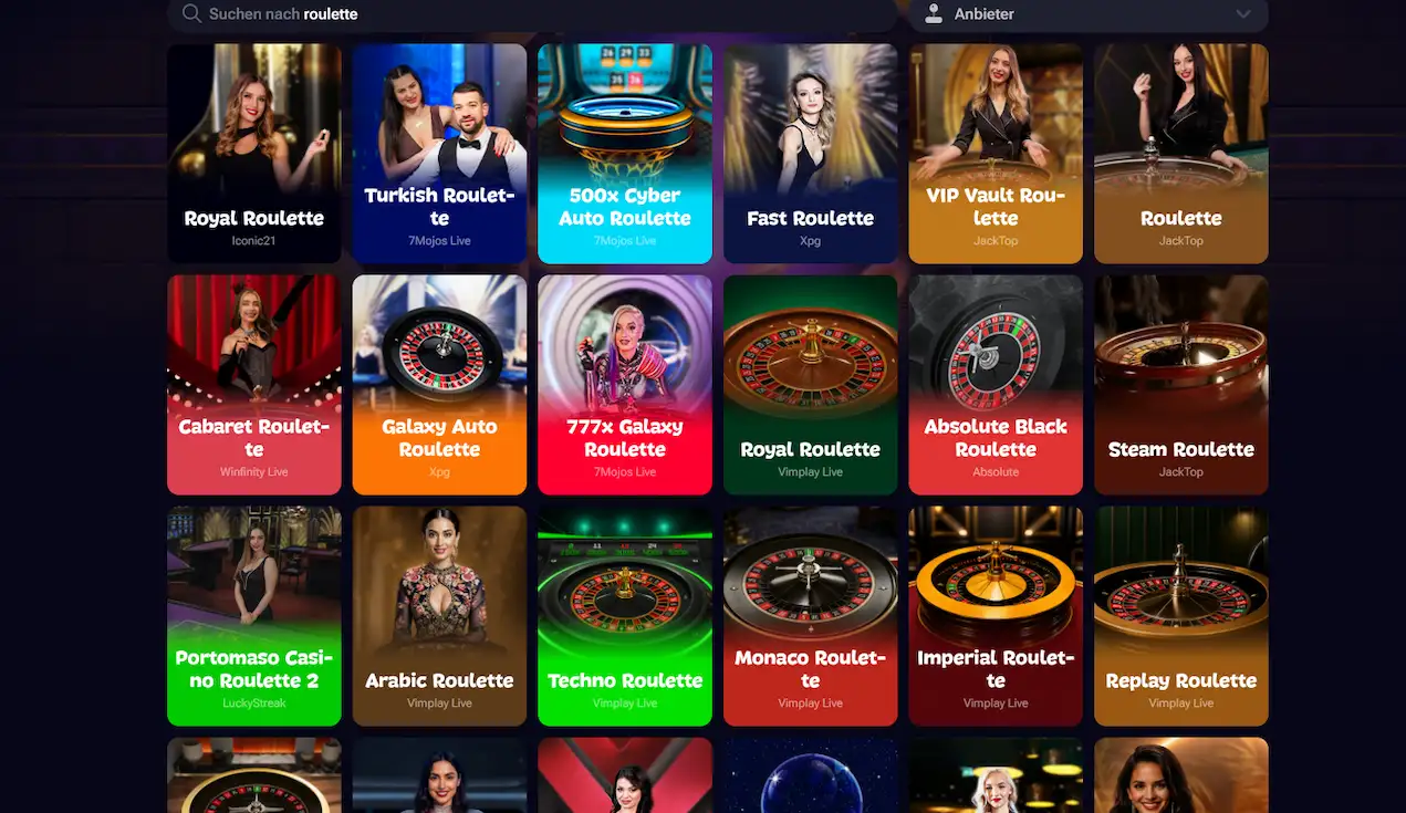 Auswahl an Live-Roulette-Tischen bei Gxmble mit unterschiedlichen Limits